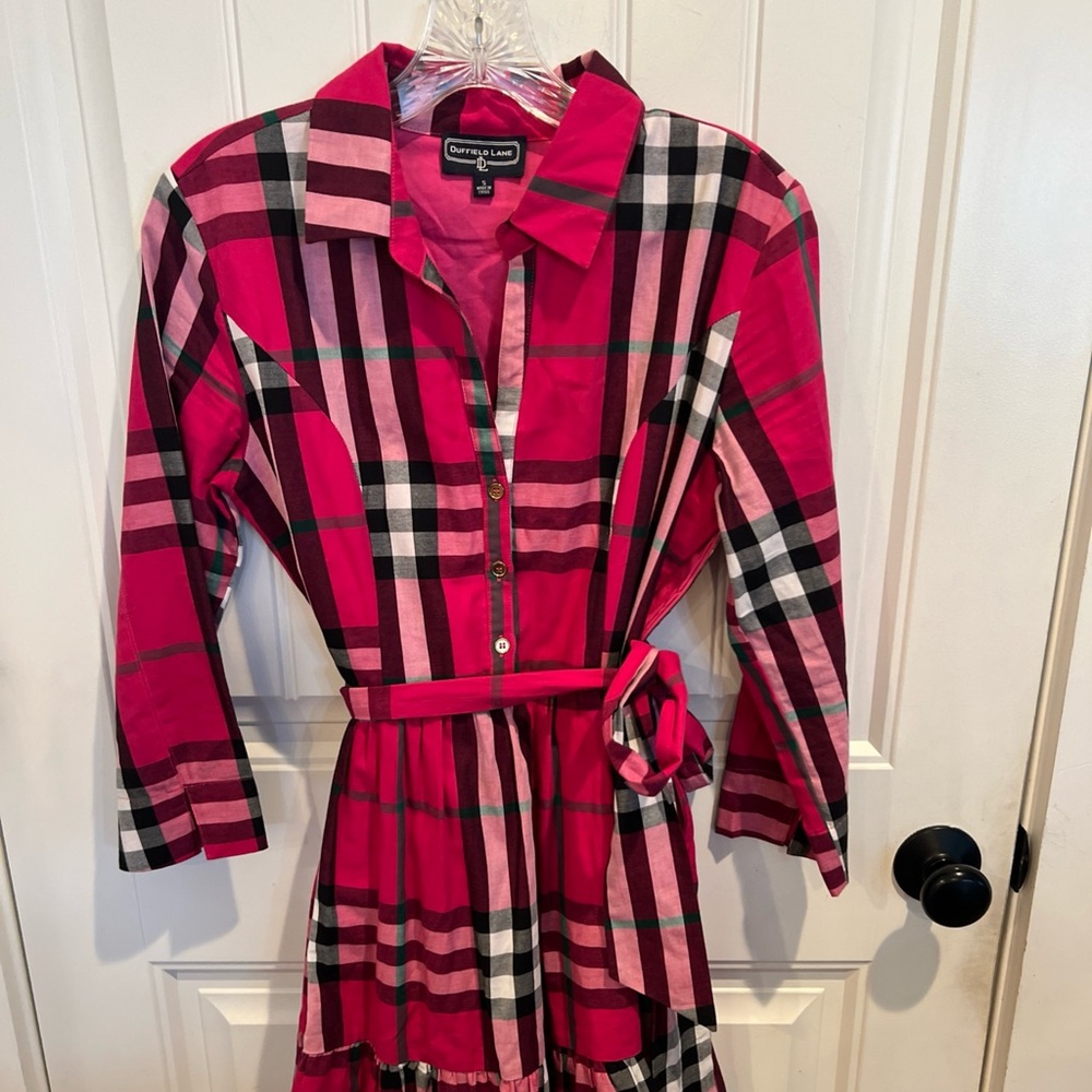 Duffield Lane 3/4 Sleeve Shirt Dress with Tiered Skirt